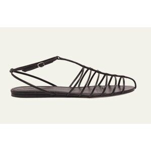 PROENZA SCHOULER Tee black Leather Caged Gladiator Sandals Flats size 38 NEW